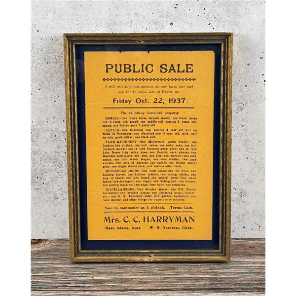 1937 Utah Horse and Farm Auction Broadside