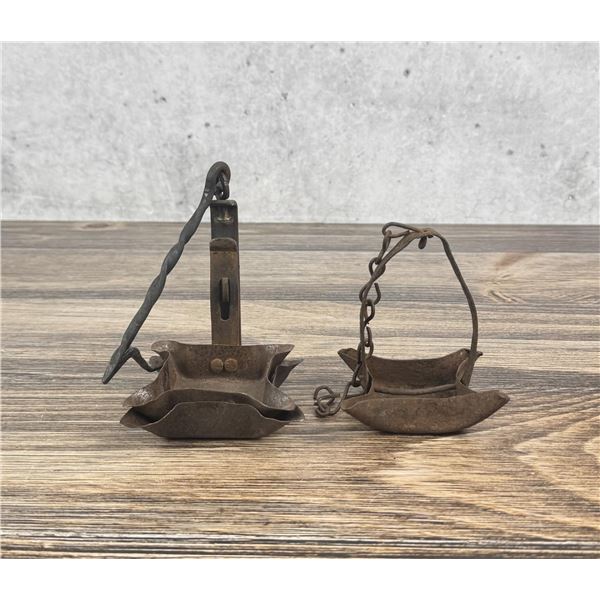 Primitive Betty Phoebe Iron Grease Lamps