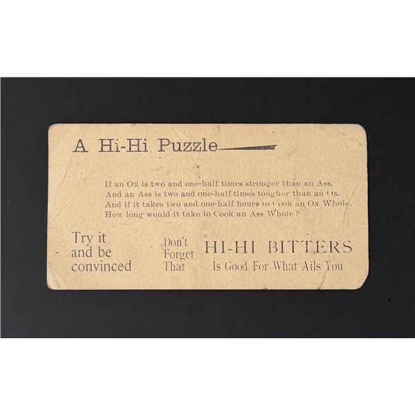Hi Hi Bitters Puzzle Advertising Trade Card