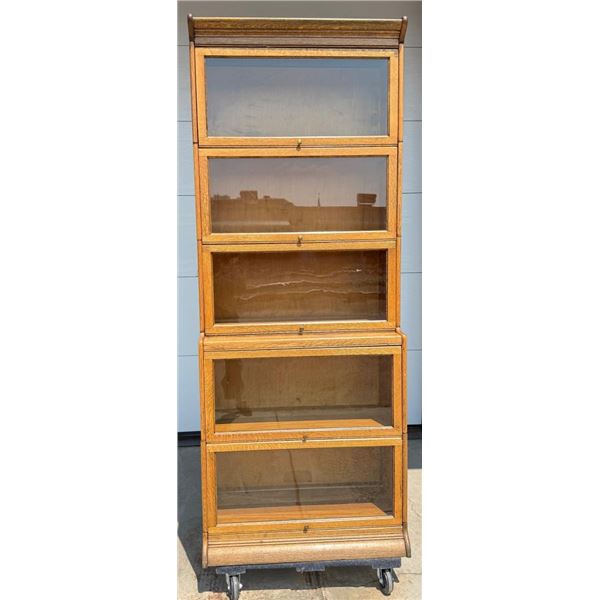 Gunn Sectional Oak 5 Barrister Lawyers Bookcase