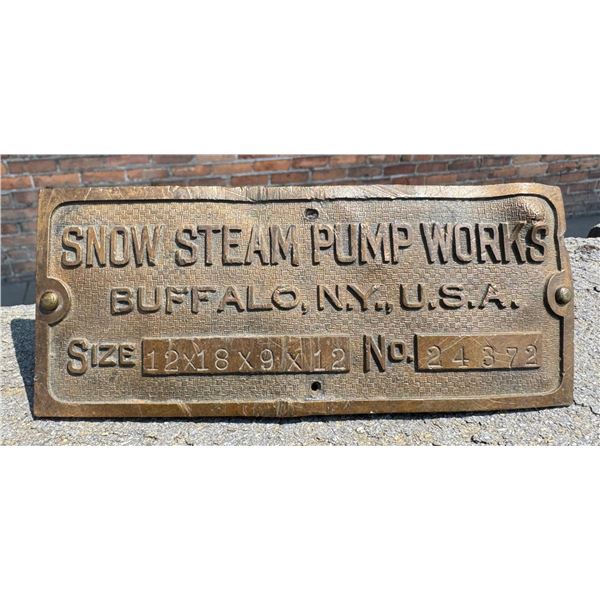 Snow Steam Pump Works Mining Data Plate