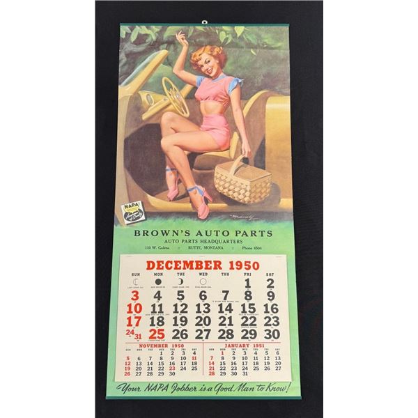 1950 Butte Montana Browns Auto Pinup Calendar