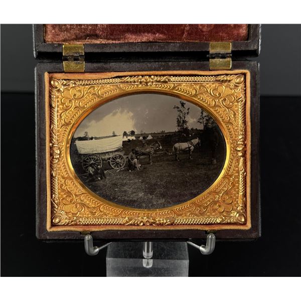 Montana Trail Wagon Indian Tipi Tintype Photo