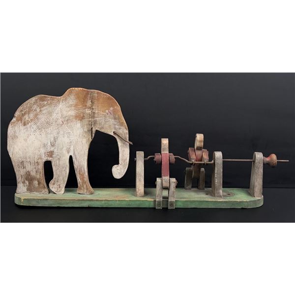 Folk Art Elephant and Chinamen Whirligig