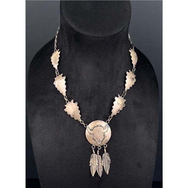 Boyd Sterling Silver Buffalo Skull Necklace