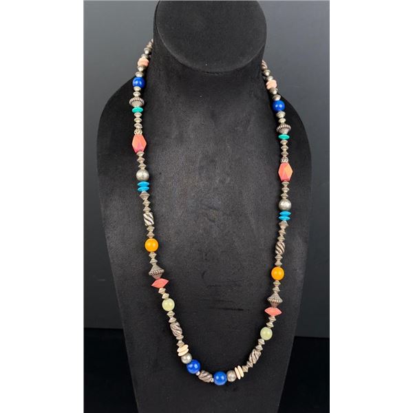 Navajo Sterling Silver Bench Bead Necklace