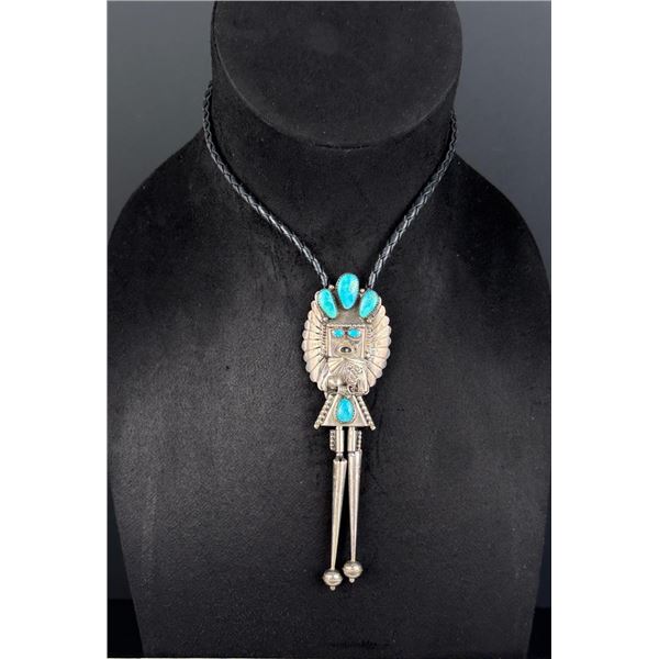 Navajo Sterling Turquoise Kachina Bolo Tie
