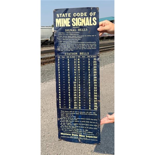 1913 Butte Montana Mine Signal Bells Sign