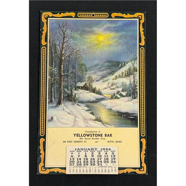 1946 Butte Montana Yellowstone Bar Calendar