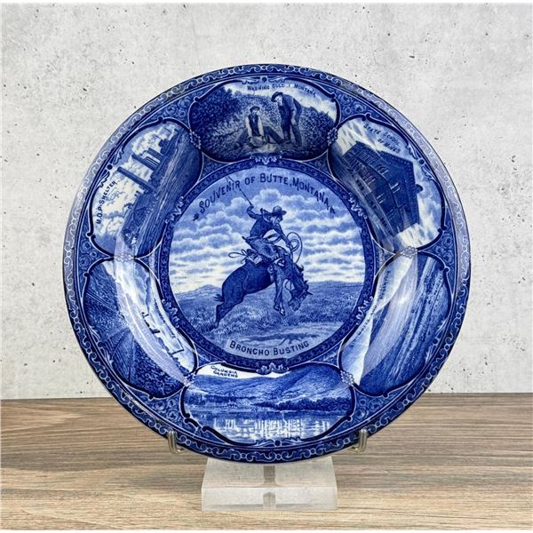 Butte Montana Broncho Busting Flow Blue Plate