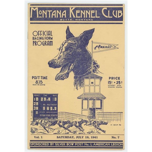 1941 Butte Montana Kennel Club Racing Program