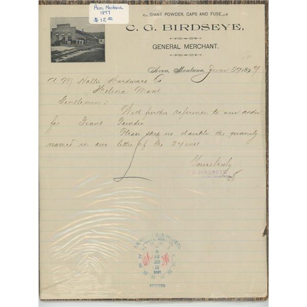 1897 Avon Montana CG Birdseye Letter