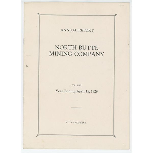 1929 North Butte Montana Mining Co Annual Report