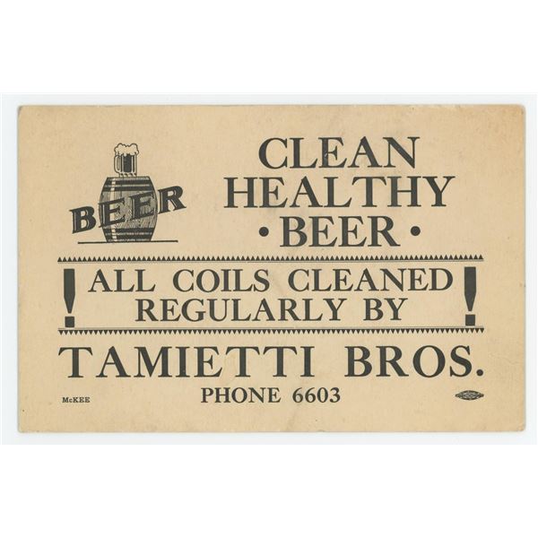 Butte Montana Tamietti Bros Beer Ink Blotter