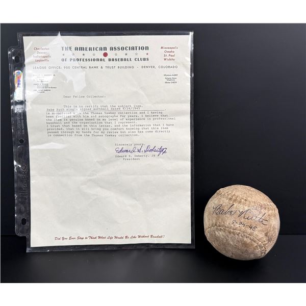 Babe Ruth Signed Autographed Softball