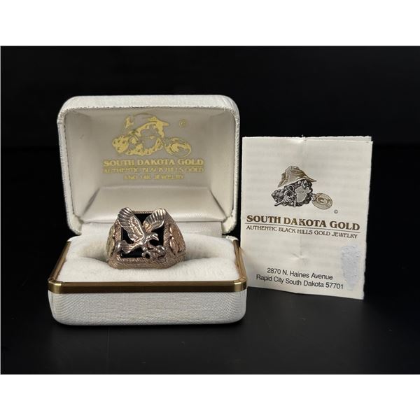 Sterling Silver Black Hills Gold Eagle Ring