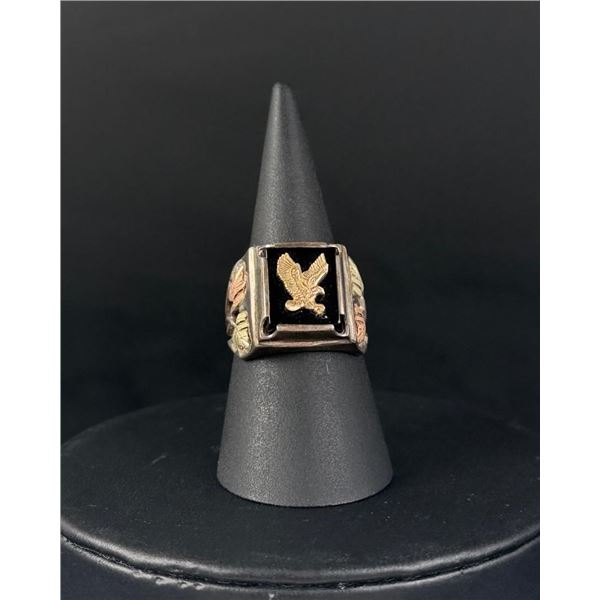 Sterling Silver Black Hills Gold Eagle Ring