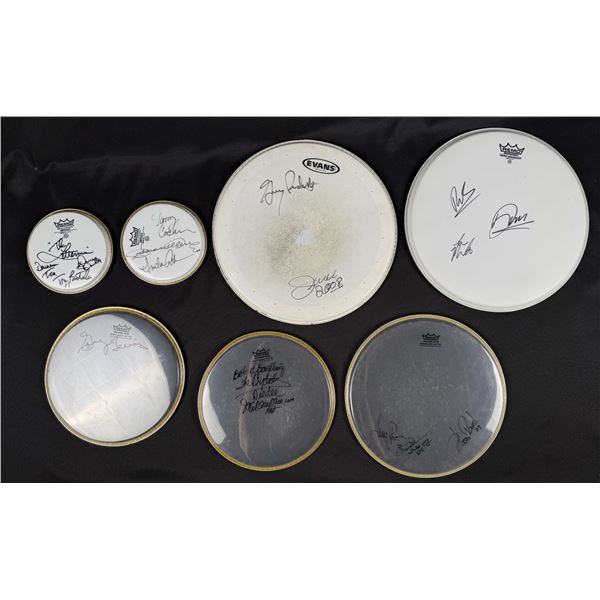 Collection of Signed Autographed Drum Heads