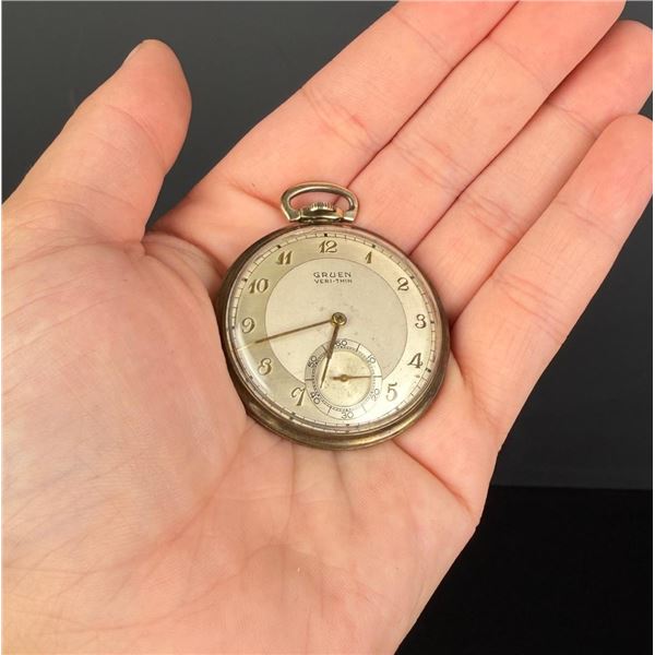 10k Gold Filled Gruen Veri-Thin Pocket Watch