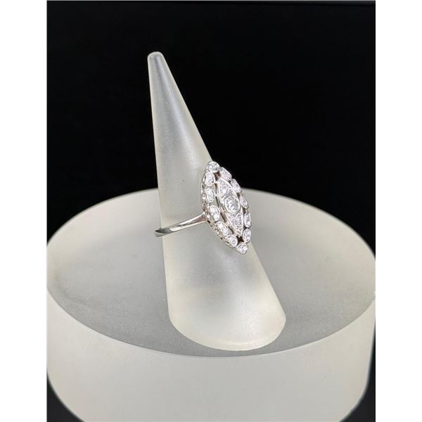 Art Deco 14k White Gold and Diamond Ring