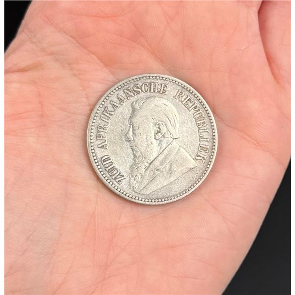 1893 2 1/2 Schillings South Africa Silver Coin