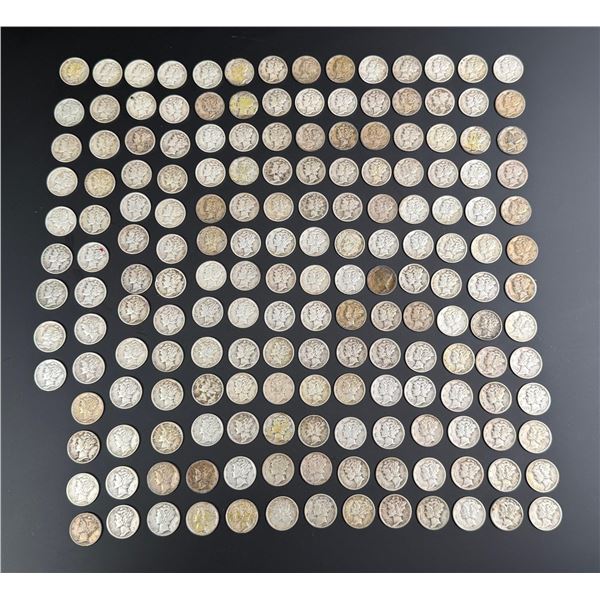 Collection of 178 Mercury Silver Dimes