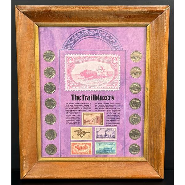 Trailblazers Buffalo Nickels Stamp and Coins