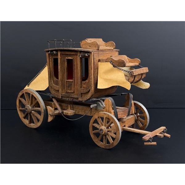 Wood and Leather Stagecoach Model