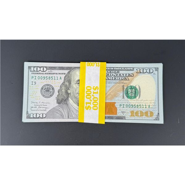 $1000 Face Value Sequential $100 Bank Notes