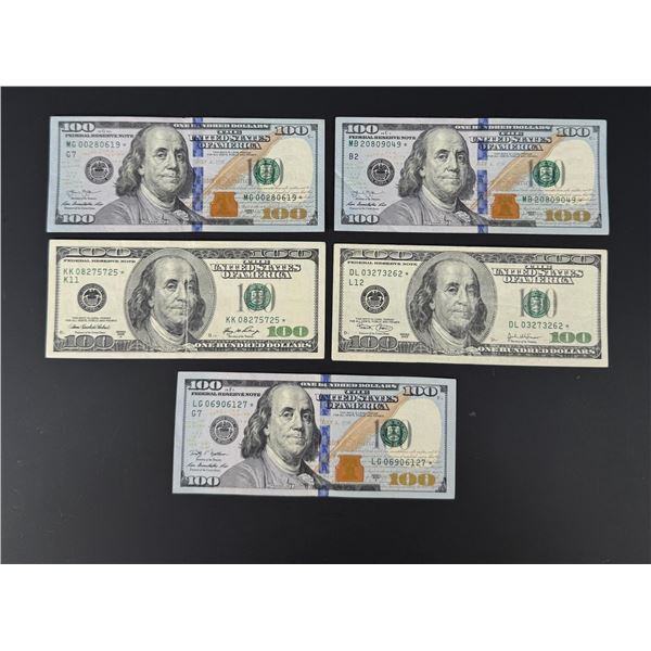 $500 Face Value $100 US Star Notes