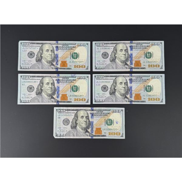 $500 Face Value $100 US Star Notes