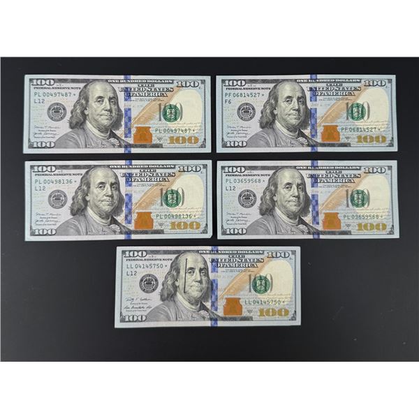 $500 Face Value $100 US Star Notes