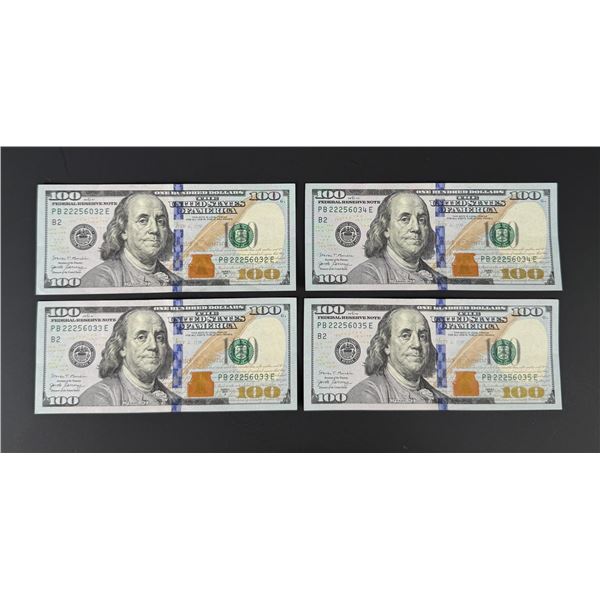 $400 Face Value $100 US Bank Note Sequential Bills