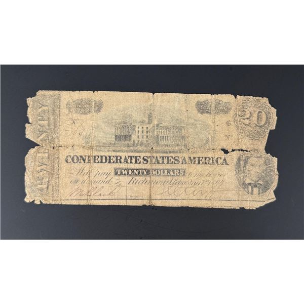 Civil War $20 Confederate Bank Note
