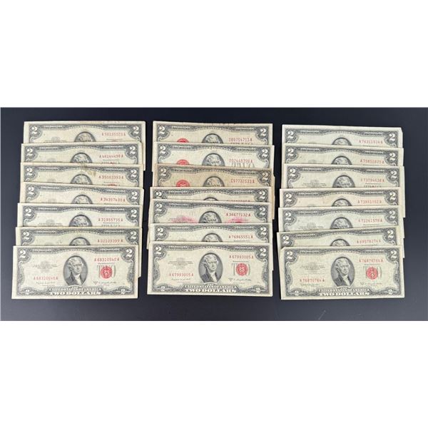 United States Red Seal $2 Two Dollar Bills
