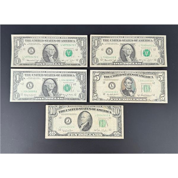 Collection of Old US Currency Bank Notes