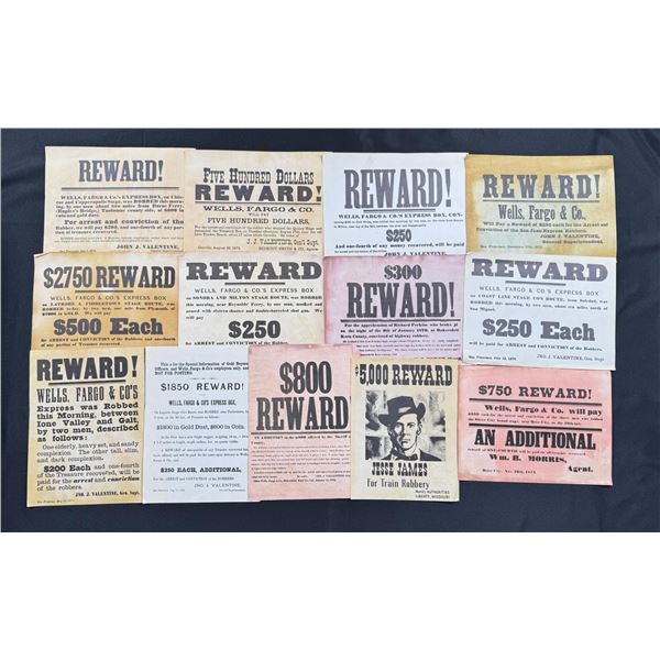 Collection of Wells Fargo Wanted Reward Posters