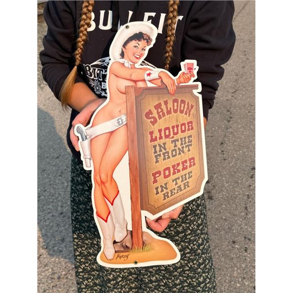 Nude Cowgirl Saloon Pinup Girl Sign