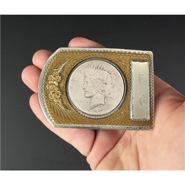 1927 Silver Peace Dollar Belt Buckle