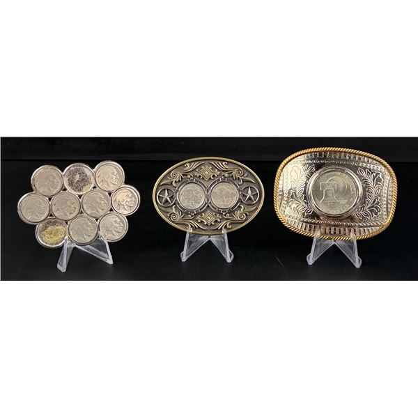 Collection of American Coin Cowboy Belt Buckles