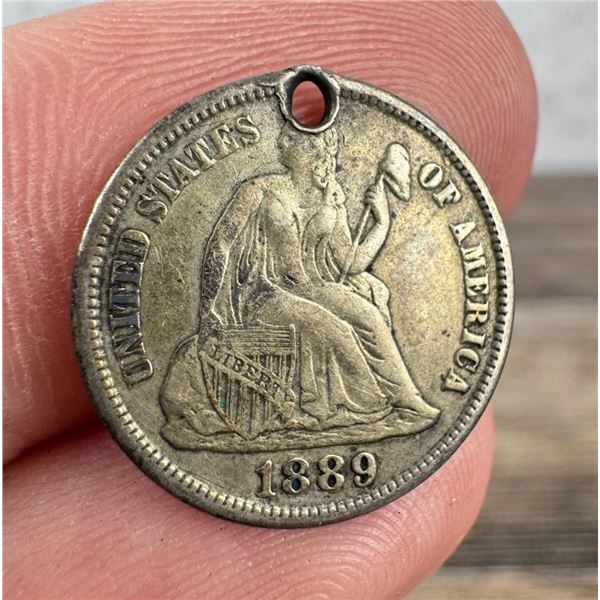 1889 Seated Liberty Dime Love Token