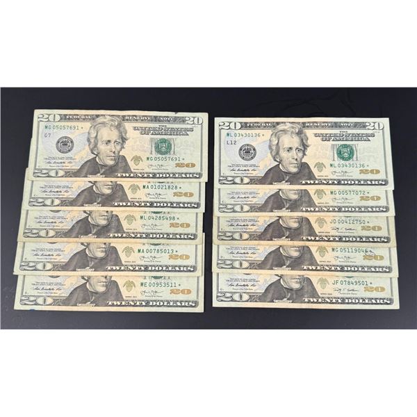 Collection of $20 US Star Note Bank Notes
