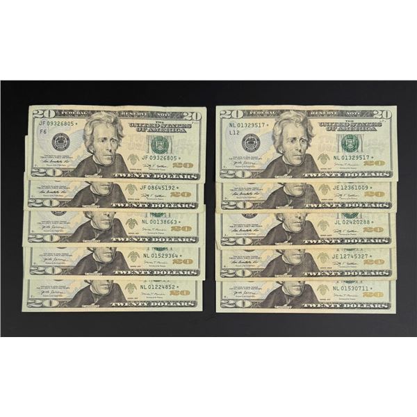 Collection of $20 US Star Note Bank Notes