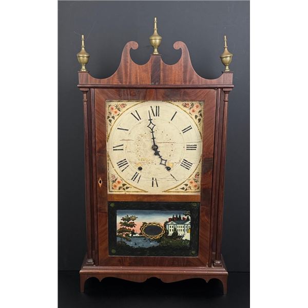 Ephraim Downs Pillar & Scroll Shelf Clock