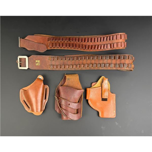 Group of Leather Gun Belts and Holsters