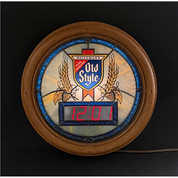 Heilemans Old Style Beer Lighted Clock Sign