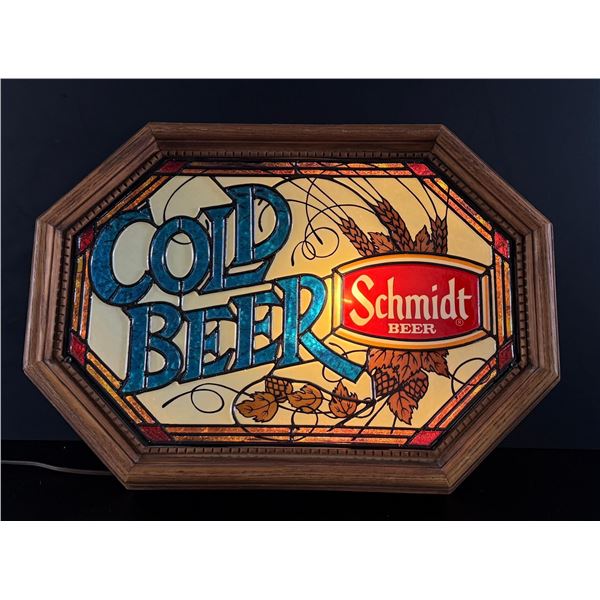 Schmidt Cold Beer Lighted Bar Sign