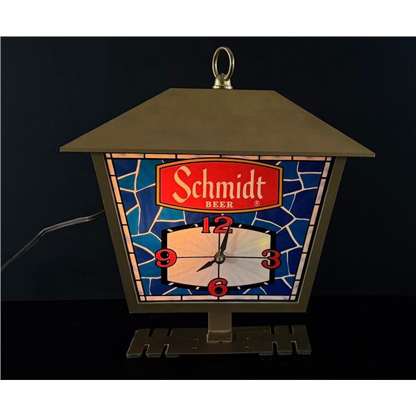 Schmidt Beer Lighted Bar Clock Sign