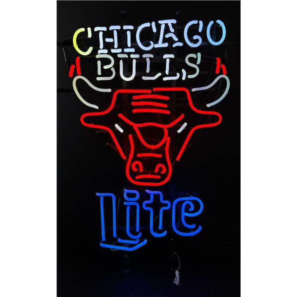 Chicago Bulls Miller Lite Neon Beer Sign
