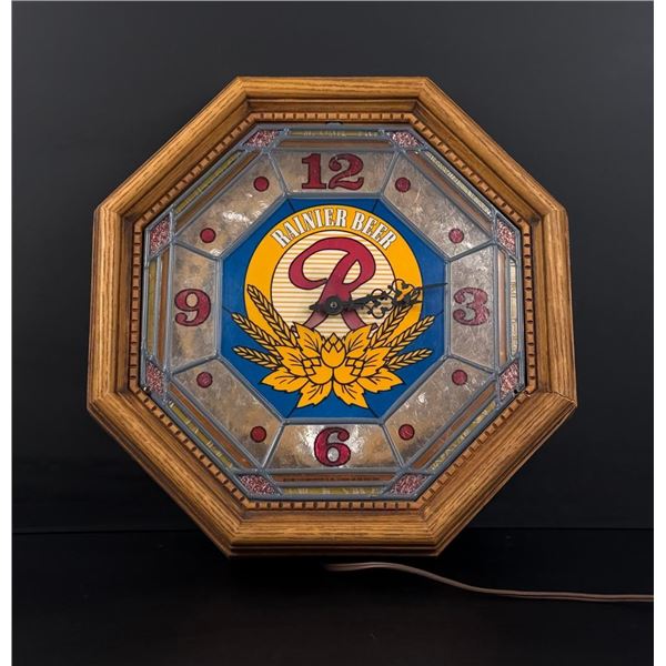 Rainier Beer Lighted Bar Clock Sign